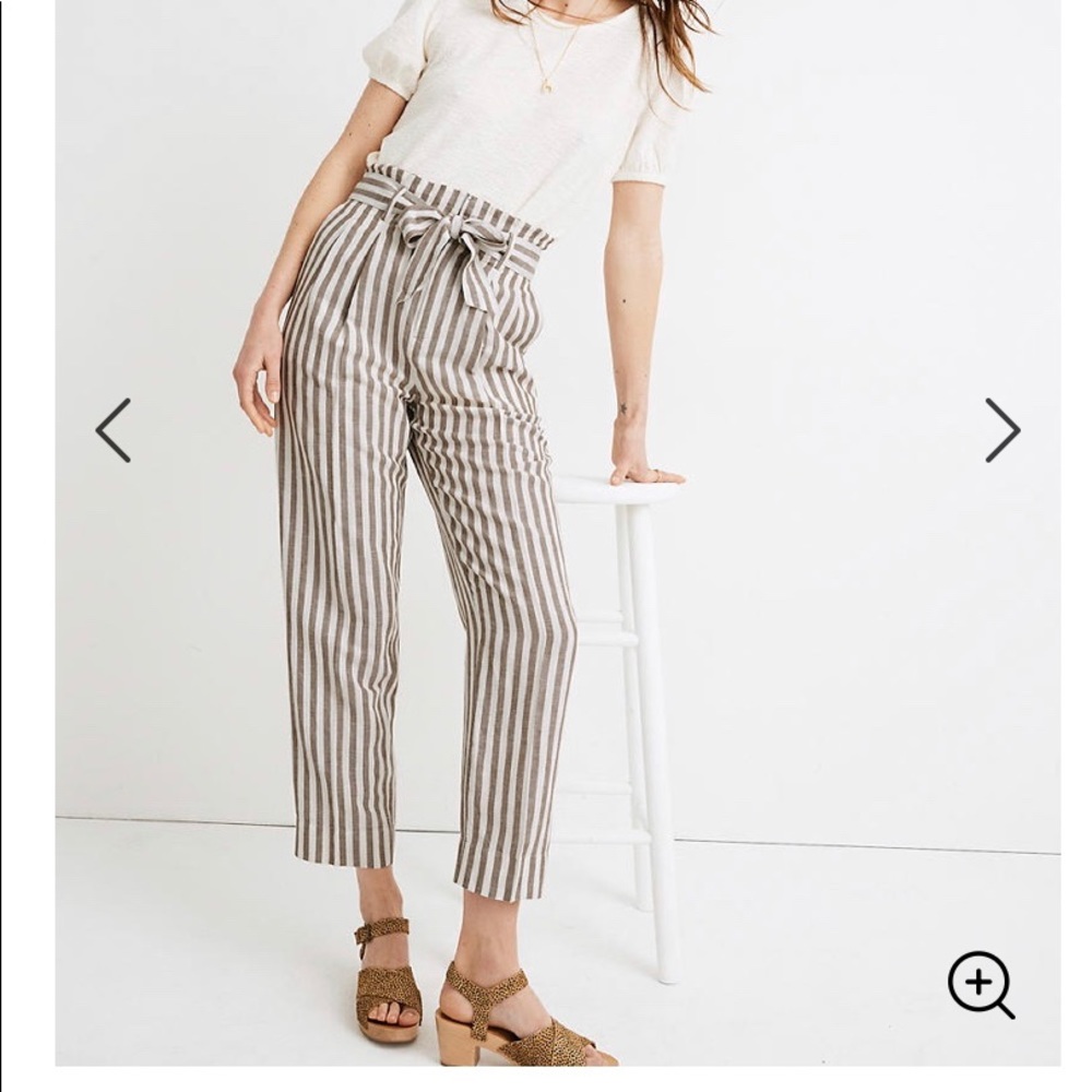 Madewell Linen Paperbag Striped Pants